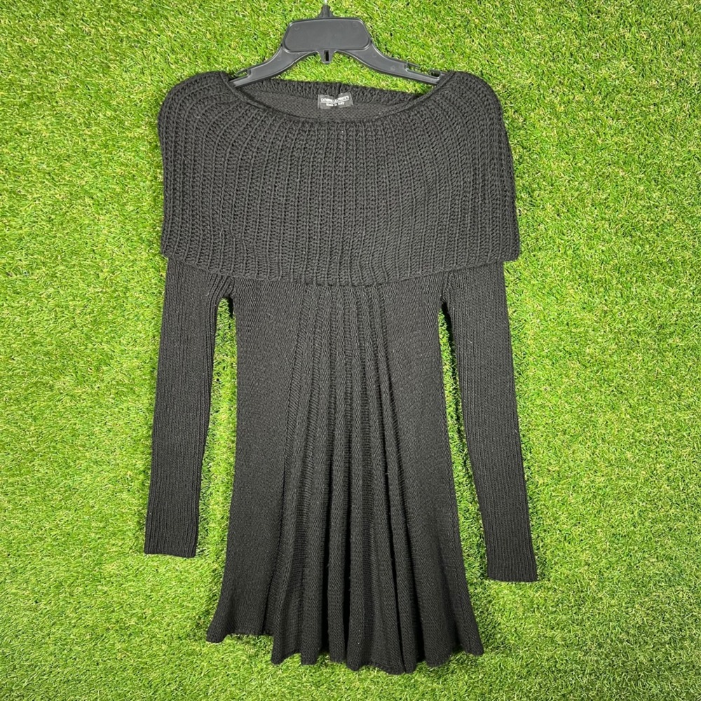 Catherine‎ Lillywhites Black Knit Off Shoulder Tunic Mini Dress Made in Italy